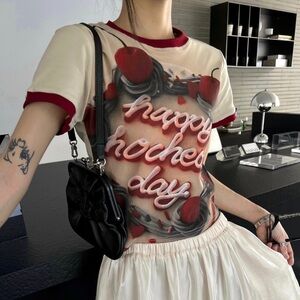 Y2K Cherry Cake Graphic Tee Diesel Inspired Crop TopRetro2000sTrendySummerShirt
